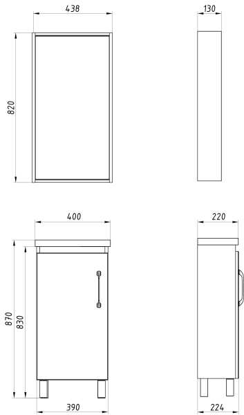 Зеркальный шкаф (43х82)   ASB-Mebel  Адель 40 9781